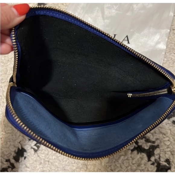 Furla Royal Blue and Black Leather Cosmetic Pouch - Picture 5 of 6